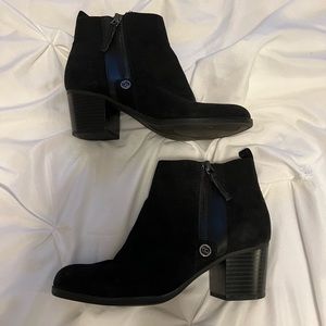 Suede black ankle boots